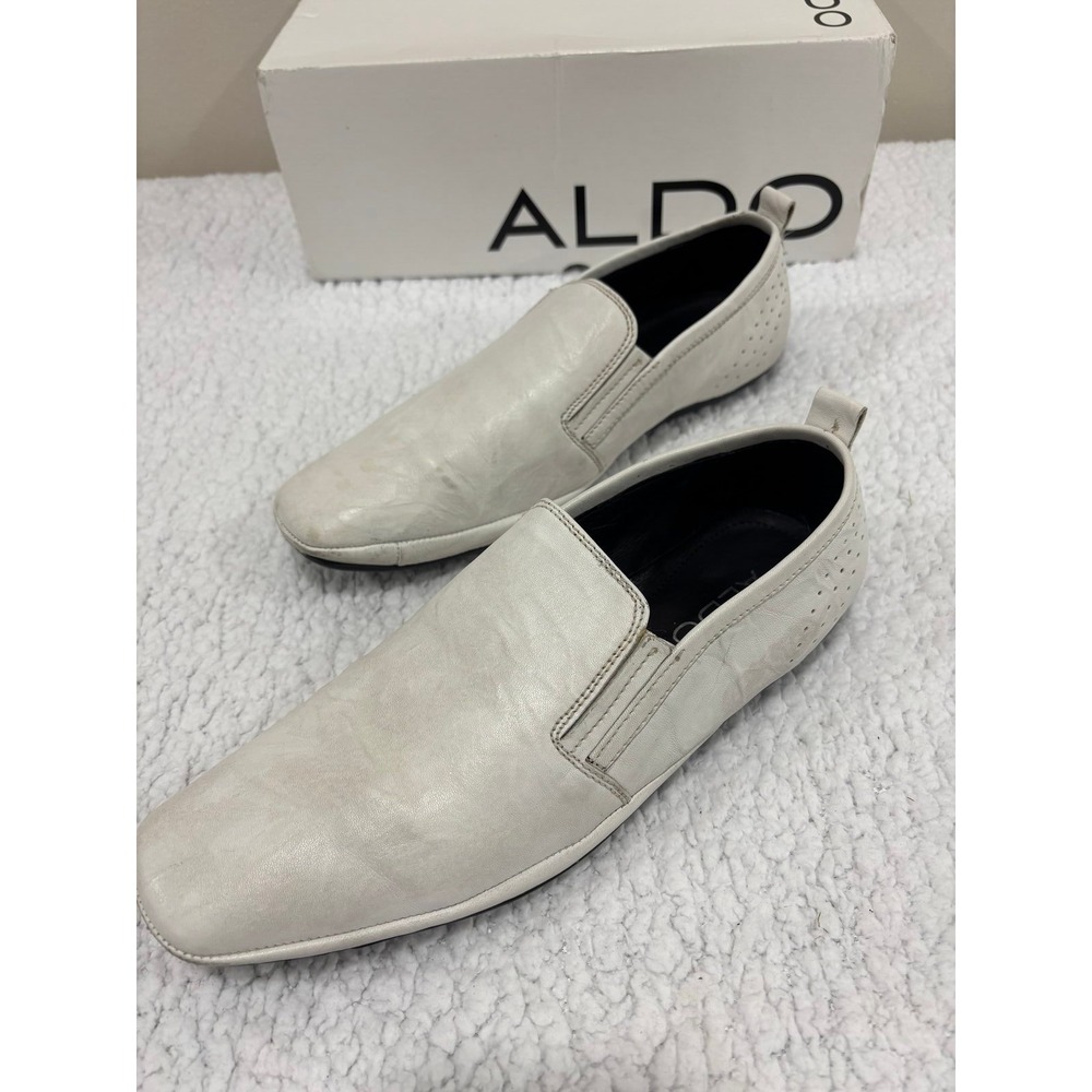 Aldo 43 White Bennard-70 Slip On Loafers Mens Casual Coastal Minimalist Shoes